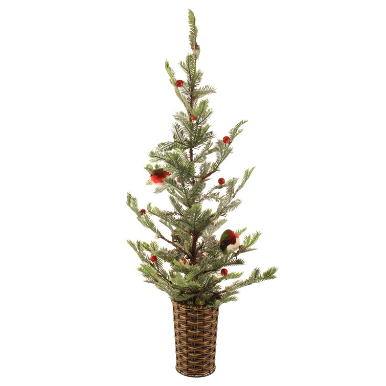 The Seasonal Aisle 82Cm Faux Evergreen Tree in Rattan Basket Wayfair
